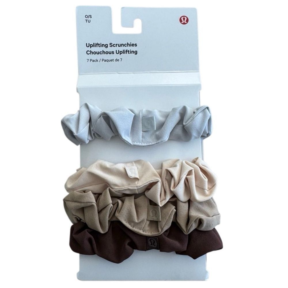 4 NWOT Lululemon Uplifting Scrunchies: Java / Gleam / Pale Linen / Vapor /